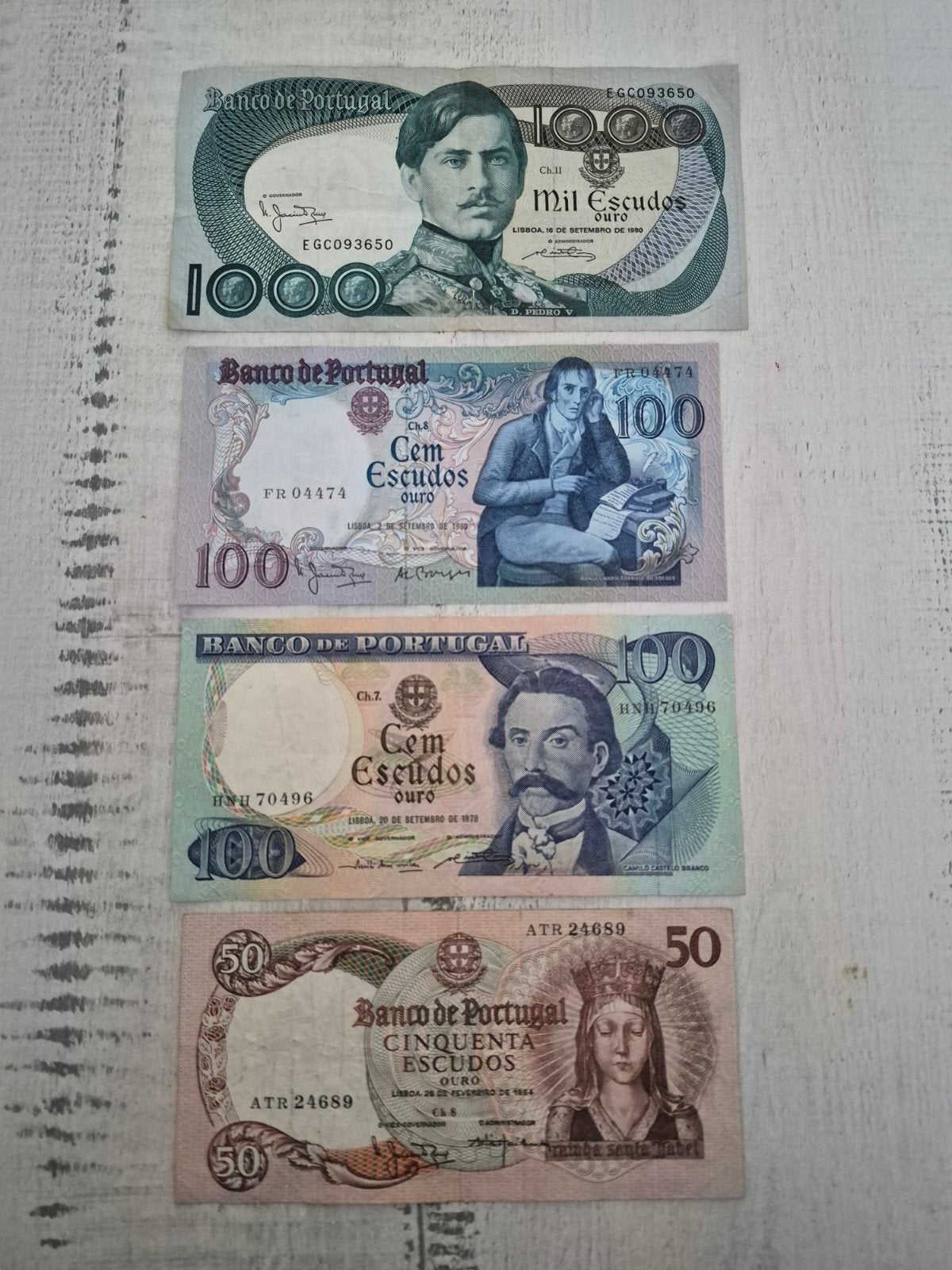Set Portugese Escudo bankbiljetten - 4 stuks, Ophalen of Verzenden, Overige landen