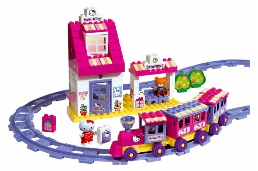 Big bloxx Hello Kitty Treinstation - compatible met Duplo, Overige thema's, Ophalen of Verzenden, Zo goed als nieuw, Duplo