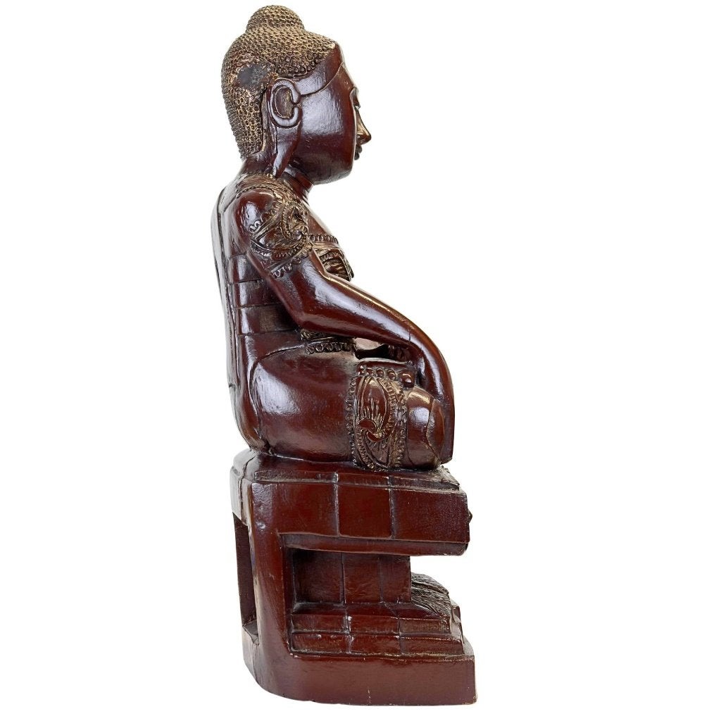 Boeddhabeeld – Birmees Mandalay – bladgoud, Overige herkomsten, Ophalen of Verzenden, Beeld, Hout