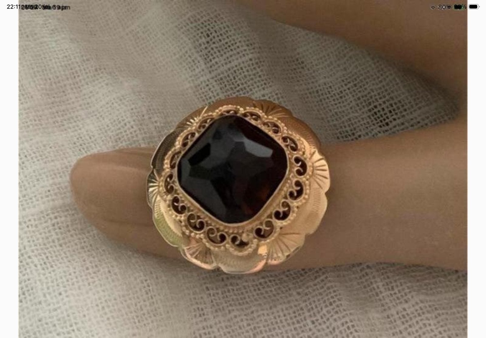Bijzonder antiek gouden forse ring edelsteen Granaat 14 kar, Verzenden, Zo goed als nieuw, 17 tot 18, Met edelsteen