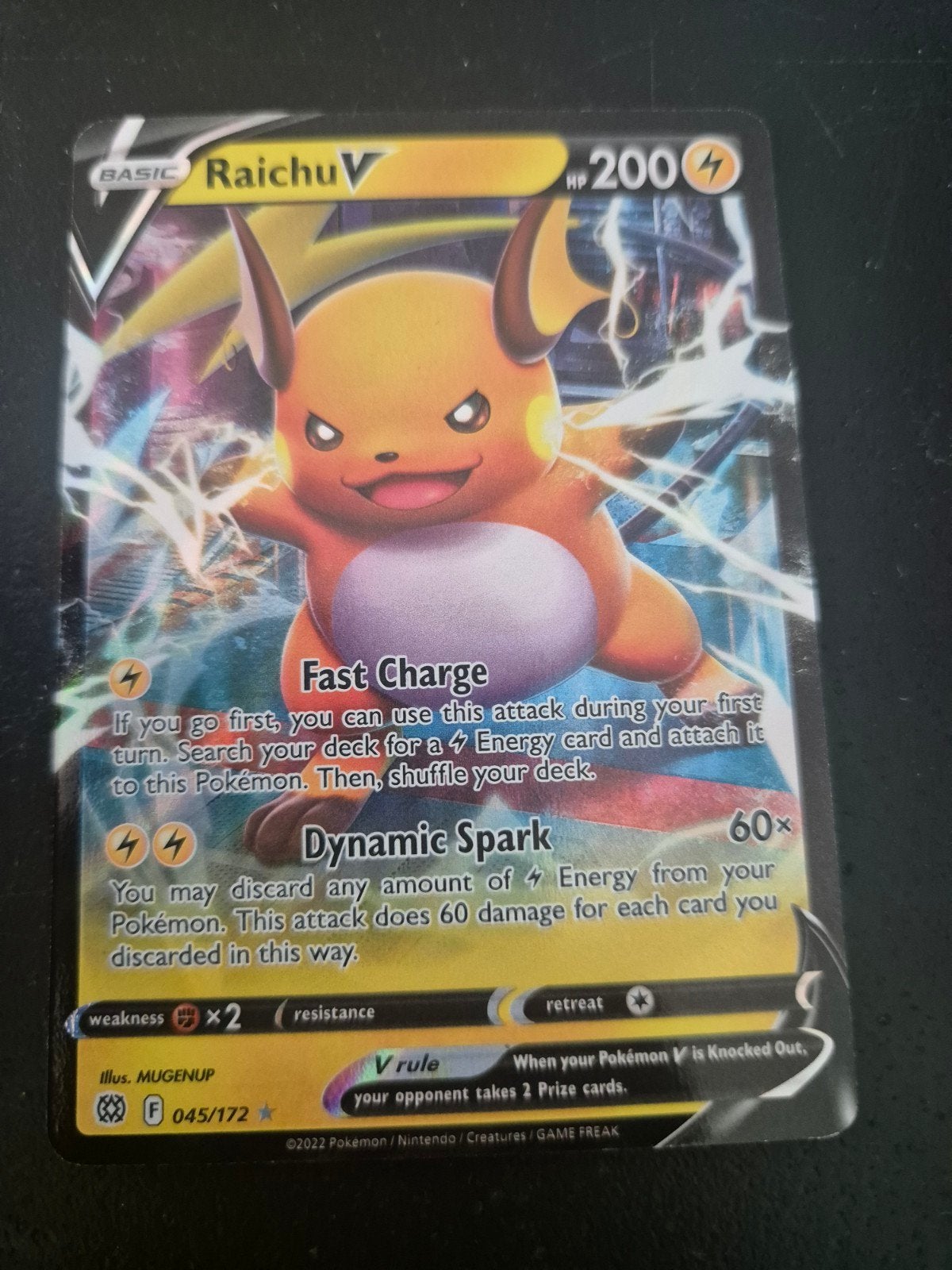 Raichu V Pokémon kaart - 045/172, Verzenden, Zo goed als nieuw, Losse kaart, Foil