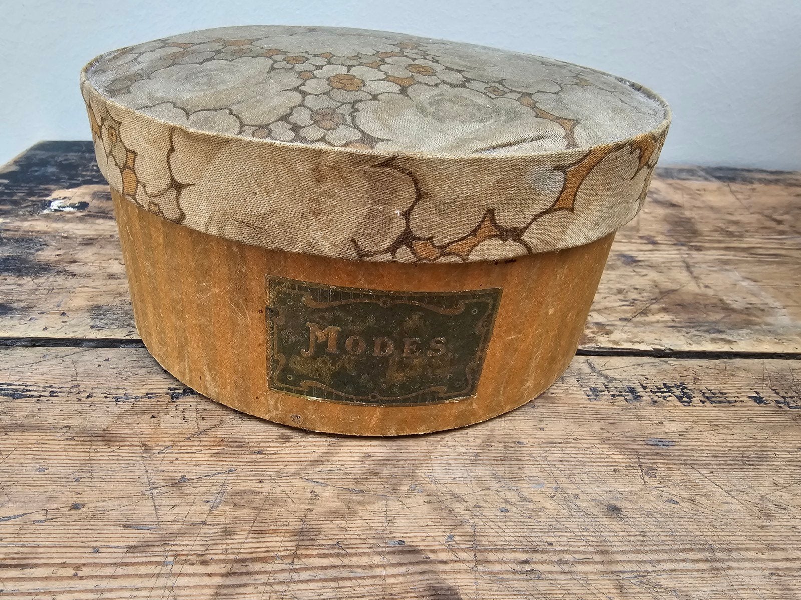 Oude brocante ronde franse stoffendoos 3, Ophalen of Verzenden