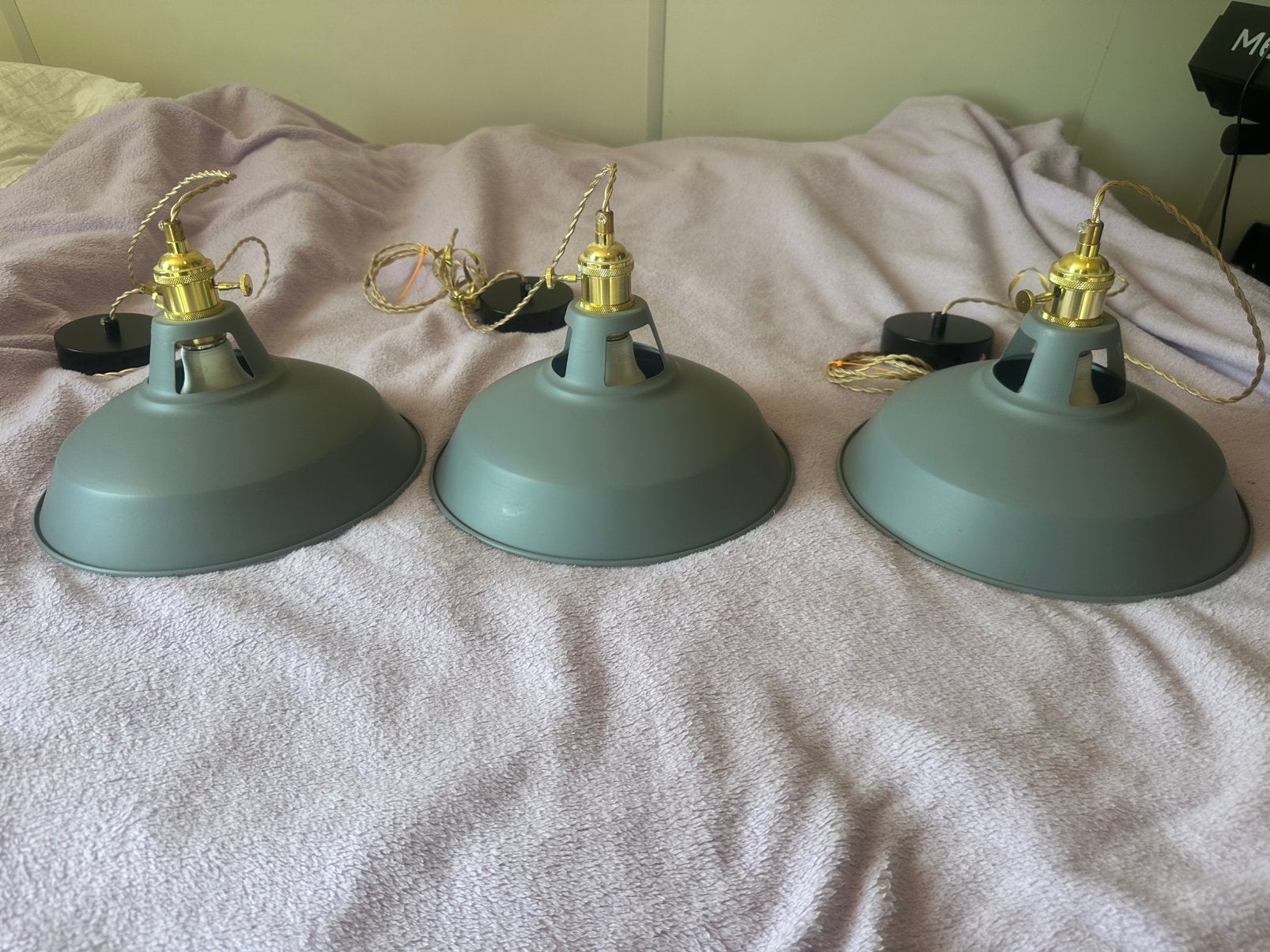 3 lampen - grijs met goud