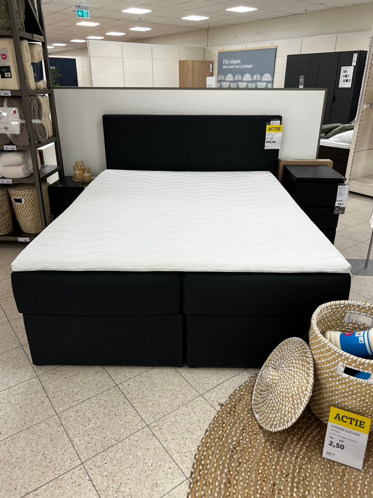 Boxspring Orebro, Huis en Inrichting, Slaapkamer | Boxsprings, Ophalen, 200 cm, Grijs, 160 cm