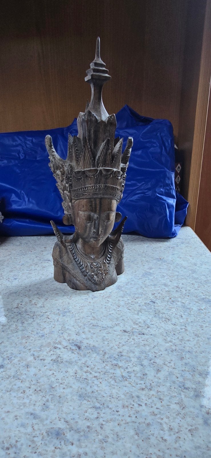 Houten sculpturen: Masker, Buste en Wanddecoratie, Antiek en Kunst, Ophalen of Verzenden, Handgemaakt, 20 - 50 cm, Beeld
