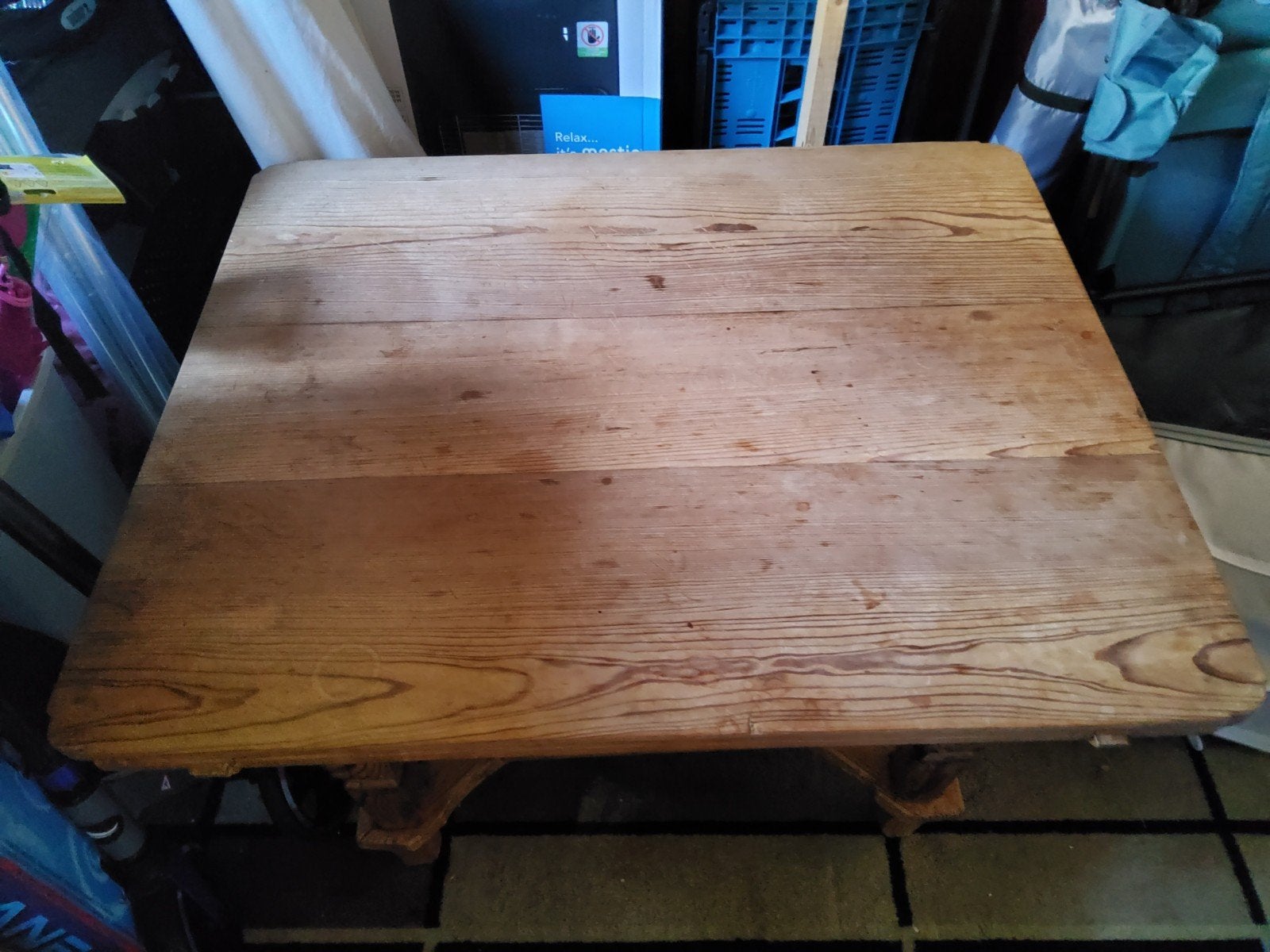 Robuuste grenen salon tafel met lade - Rustieke stijl, Ophalen