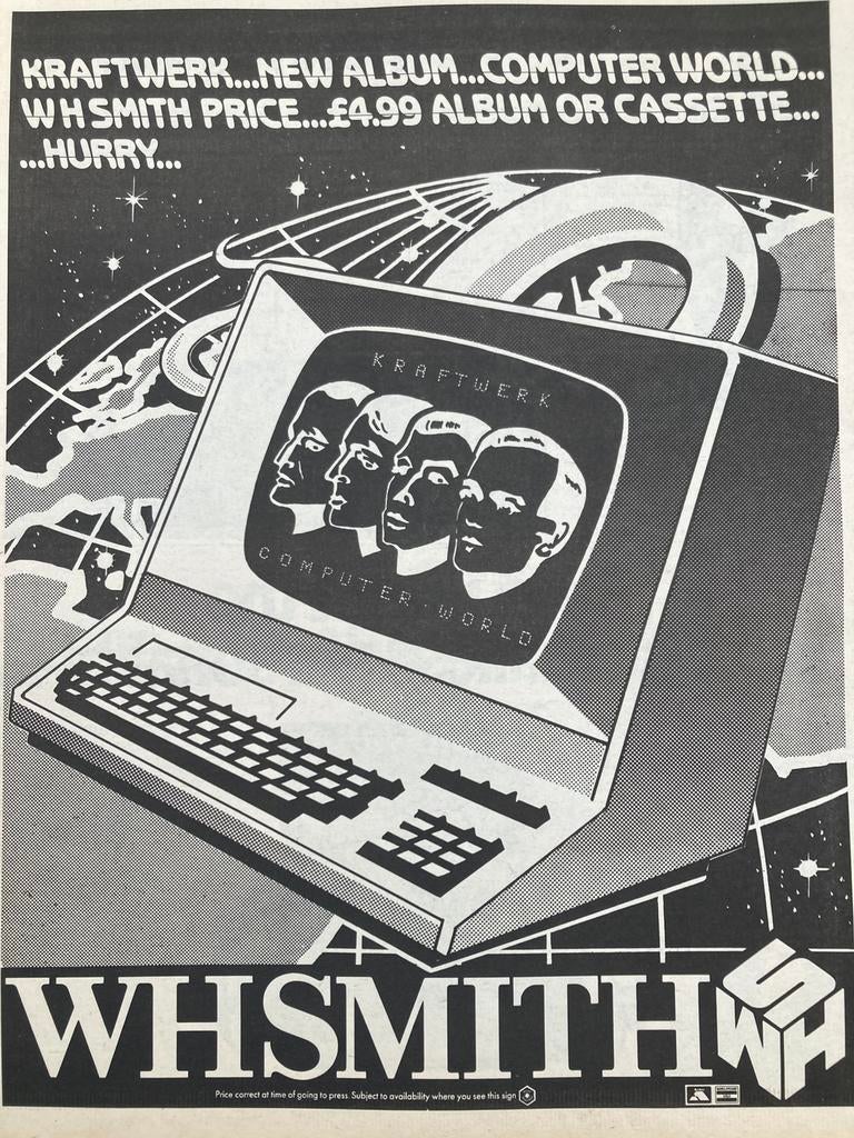 Paginagrote A3 advertentie KRAFTWERK Computer World relea, Ophalen of Verzenden, Zo goed als nieuw