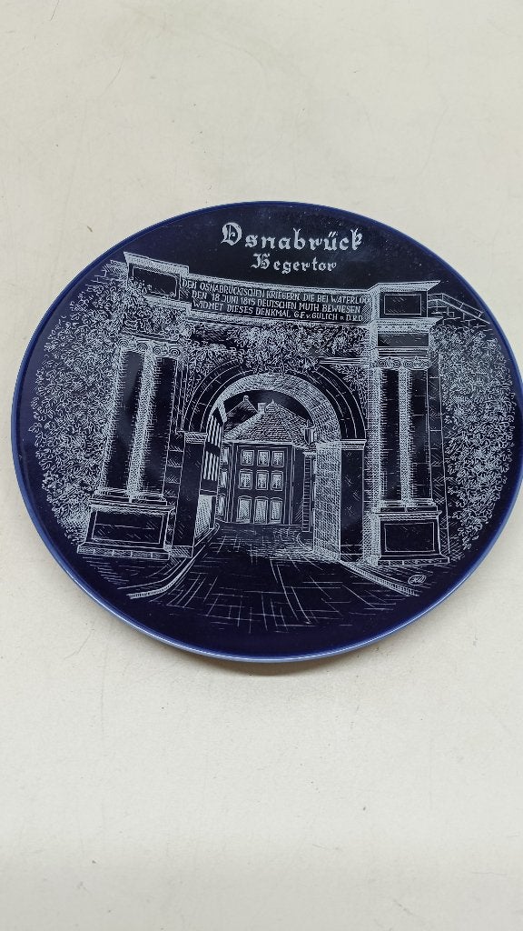 Blauw porseleinen sierbord Osnabrück Hegertor (Waterloo), Antiek en Kunst, Ophalen of Verzenden