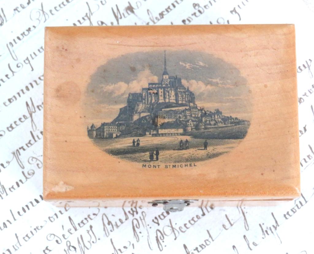 Antiek Frans sieradendoosje “Mont Saint-Michel”, Ophalen of Verzenden