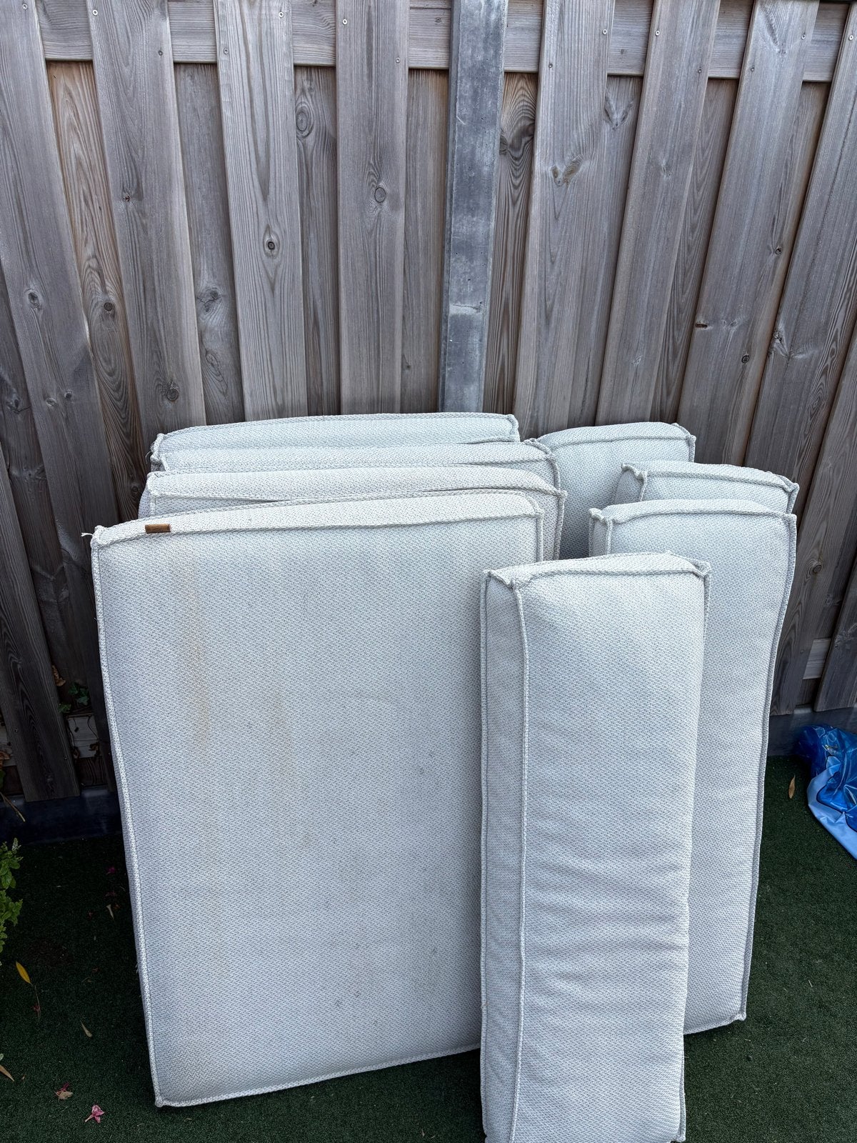 Set van 8 beige pallet loungekussens, Ophalen, Overige merken, Gebruikt, Beige