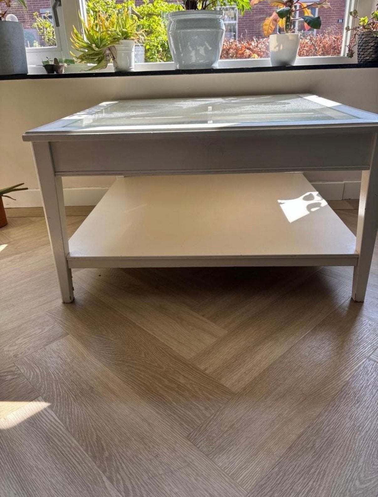 Vierkante houten tafel, ideaal voor LEGO 93,5cm2, Ophalen, 50 tot 100 cm, Vierkant, Zo goed als nieuw