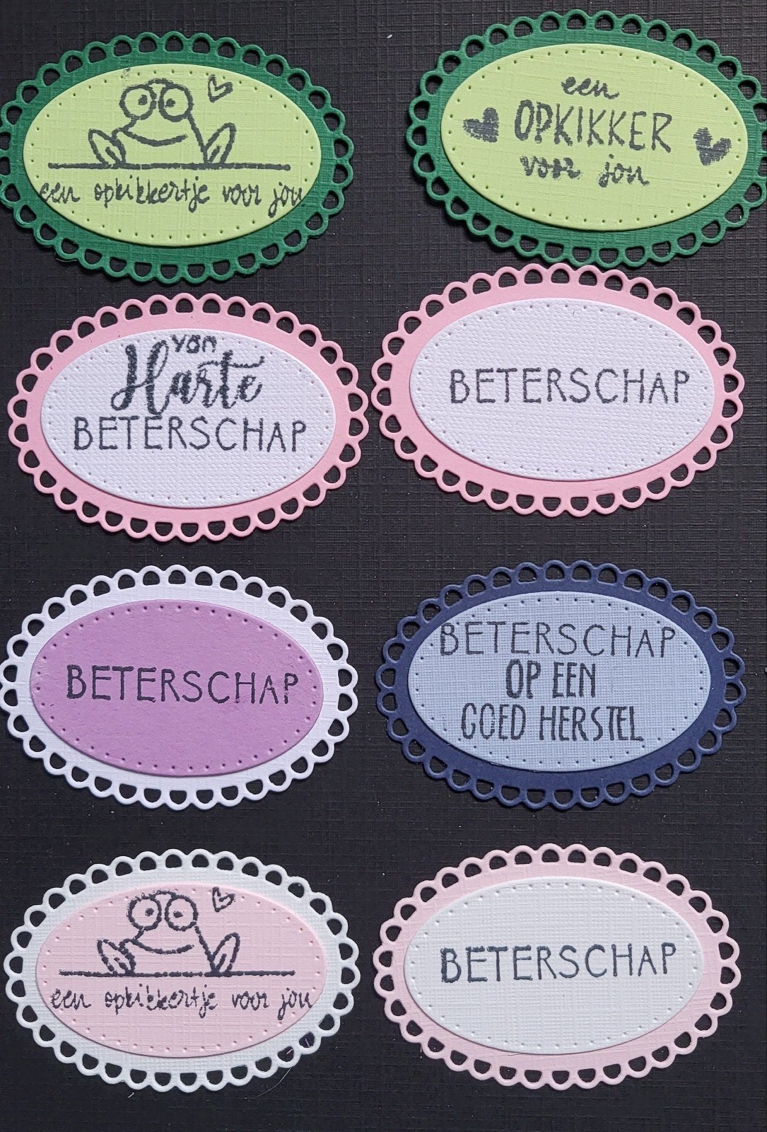 Stanjes labels opkikker, beterschap, Ophalen of Verzenden, Nieuw, Clearstamp