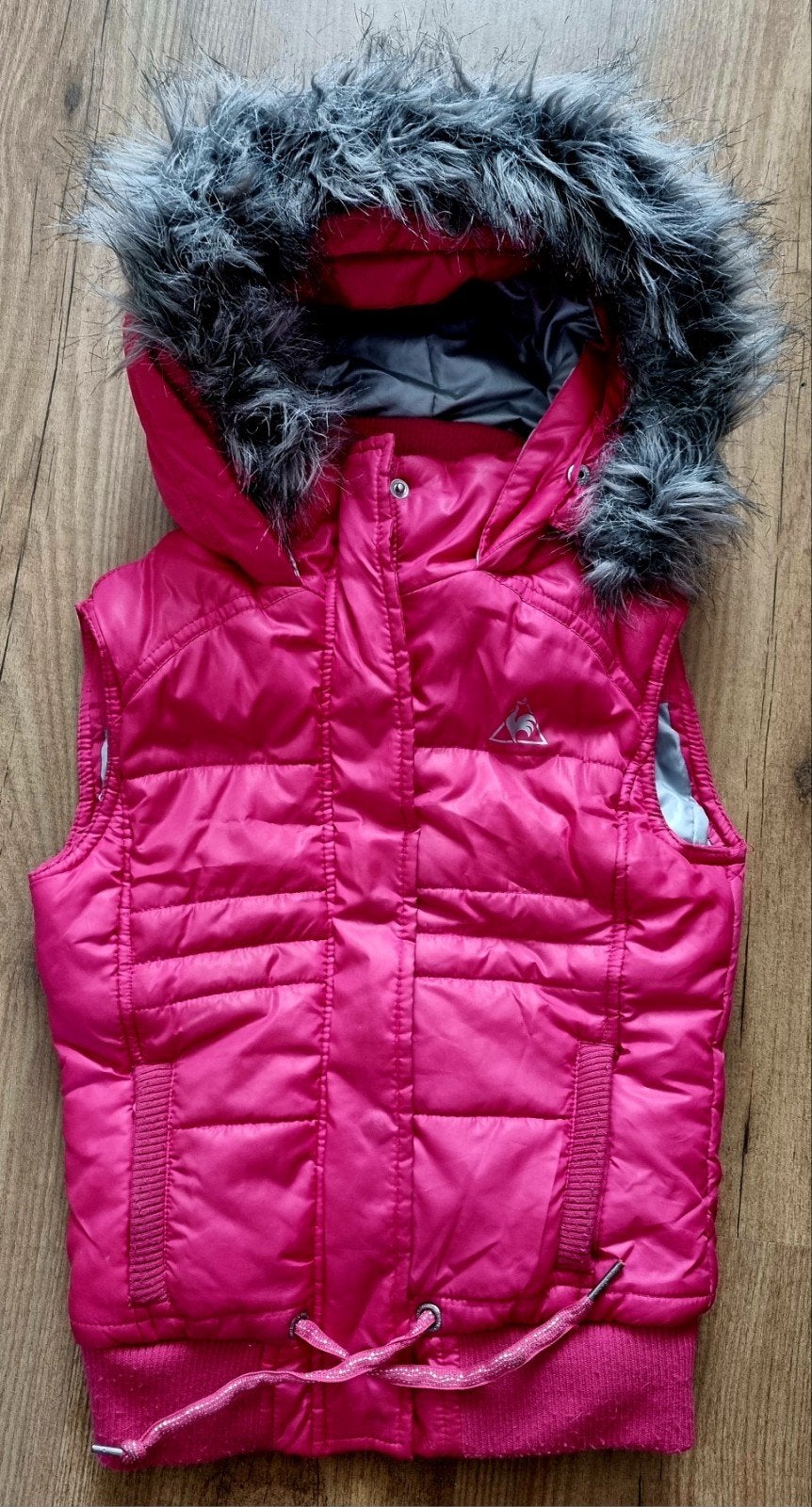 Le Coq Sportif Bodywarmer Roze Maat 128 met Bontkraag (5), Gebruikt, Le Coq Sportif, Meisje, Ophalen of Verzenden