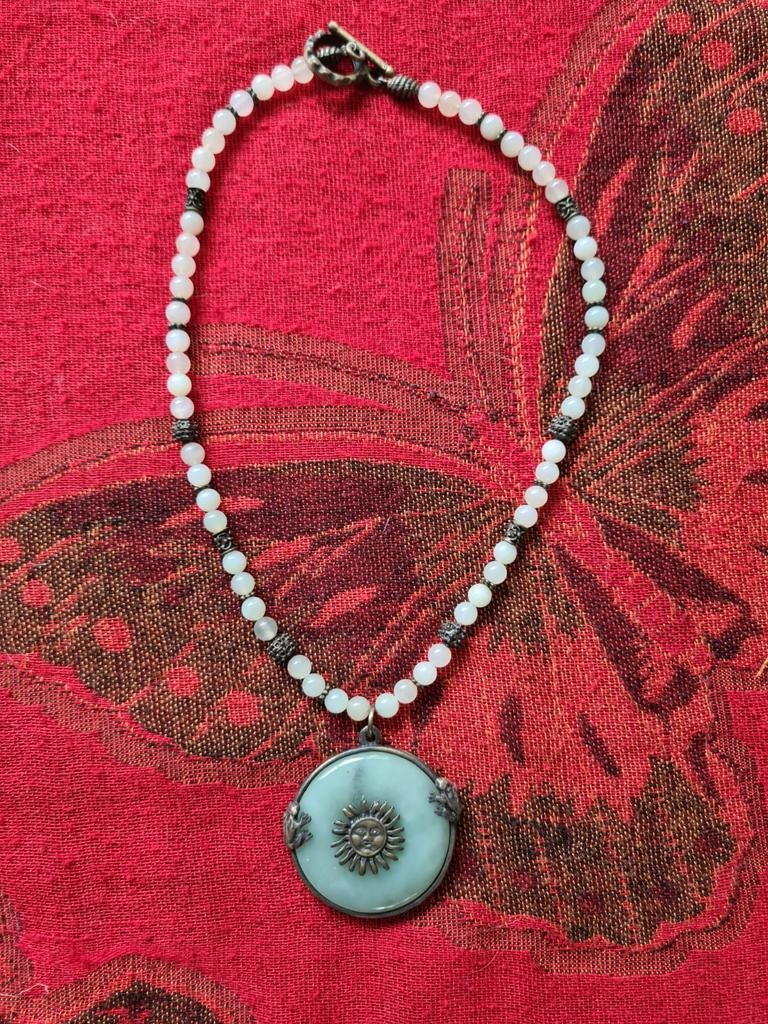 Halsketting met maan 45 cm, Ophalen of Verzenden, Nieuw, Zilver, Overige materialen