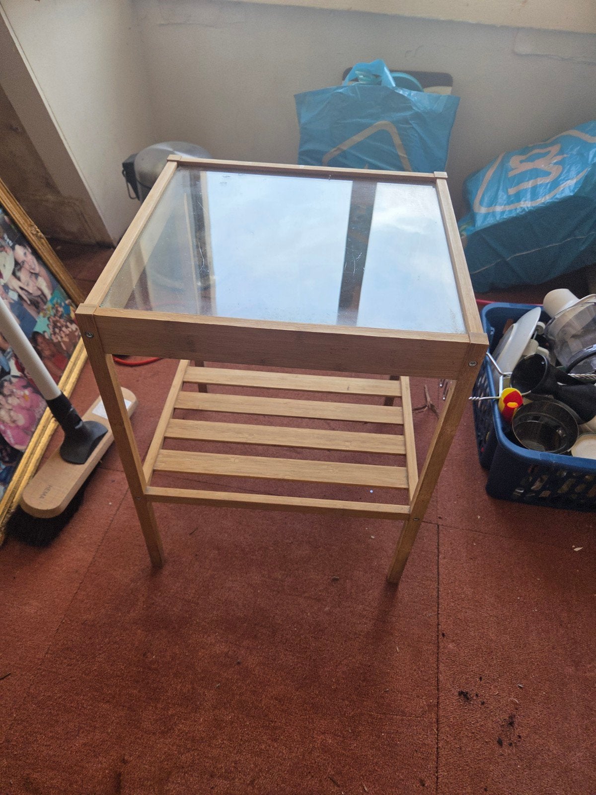 IKEA bijzettafel met glazen blad, Ophalen, Minder dan 45 cm, Minder dan 55 cm, Gebruikt