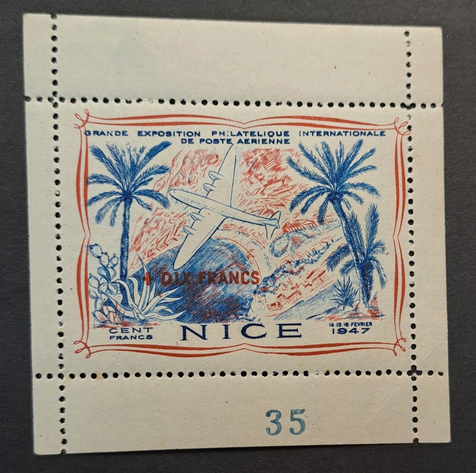 Nice 1947 Grande Exposition Luchtpost - Zeldzame Postzegel, Ophalen of Verzenden