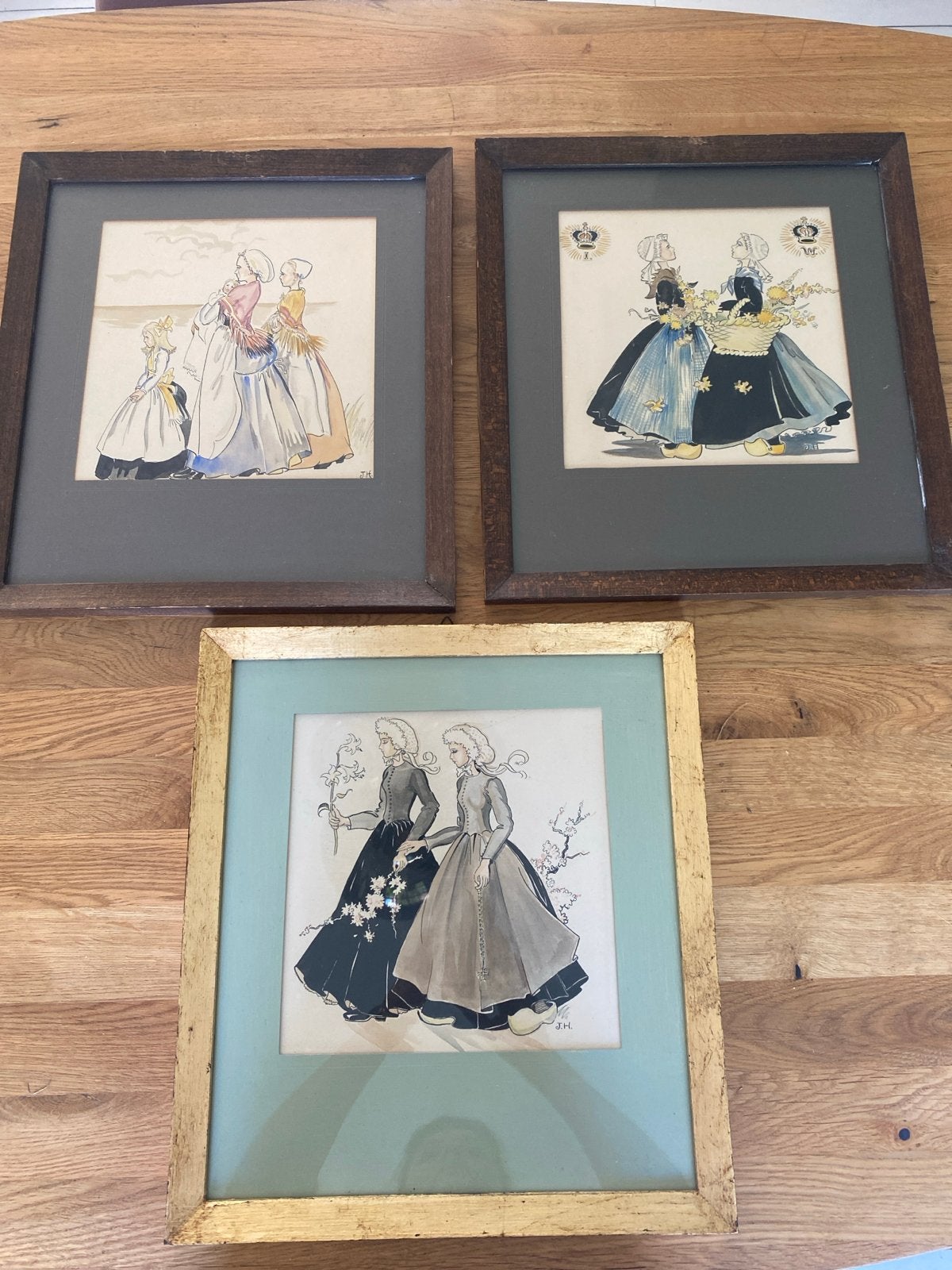 Oudhollandse prenten in lijst - Set van 3, Antiek en Kunst, Ophalen, Ingelijst