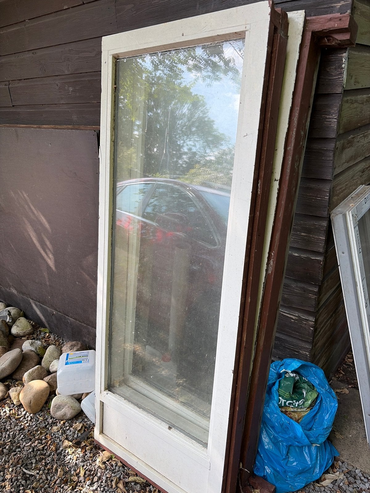 2x Hardhouten kozijn met dubbelglas - 161x63 cm, Doe-het-zelf en Verbouw, Ophalen, Gebruikt, Minder dan 80 cm, Overige typen