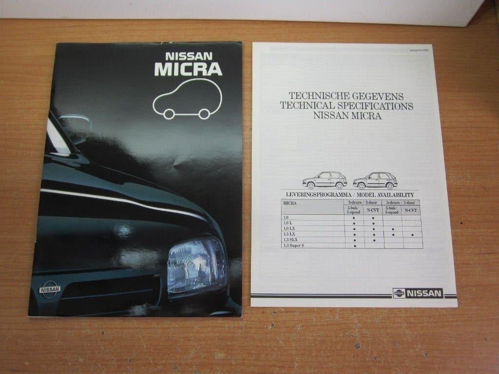 Folder NISSAN MICRA modeljaar nov. 1992 + Techn. gegevens, Zo goed als nieuw, Nissan, Ophalen, Onbekend