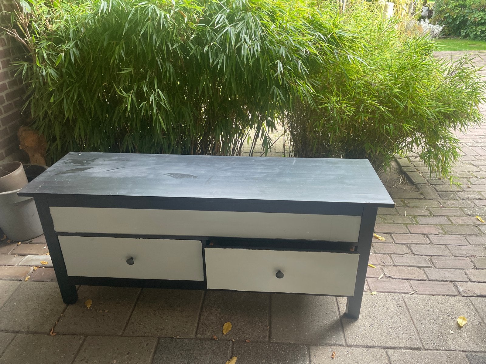 Hemnes Zwart bankje/ dressoir met lades en opbergruimte, Huis en Inrichting, Ophalen, Gebruikt, 100 tot 150 cm, Met lade(s)