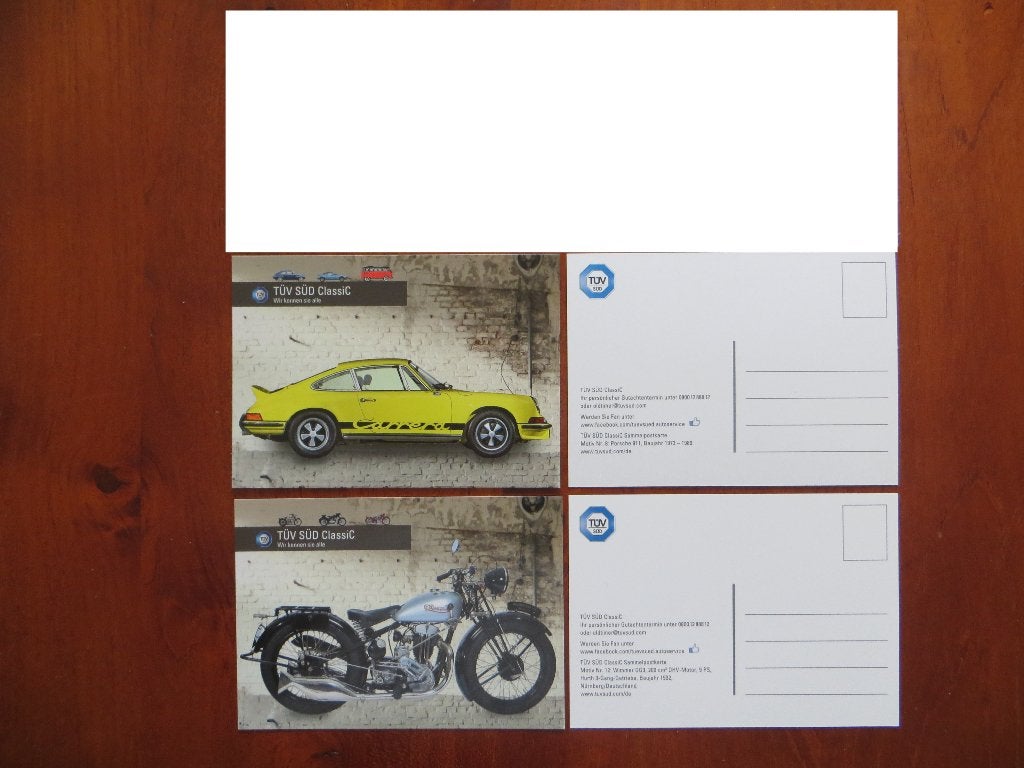 TÜV Süd ansichtkaarten Porsche 911 Carrera , Wimmer GG3, Ophalen of Verzenden, Nieuw, Porsche