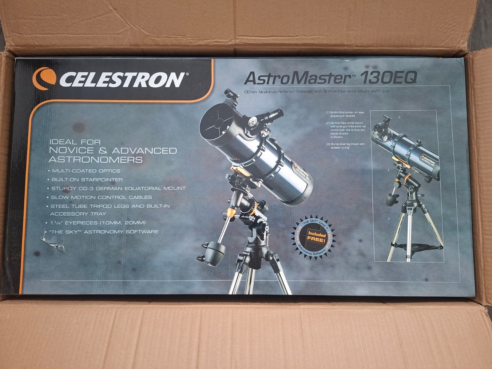 Celestron AstroMaster 130EQ Spiegeltelescoop, Ophalen, 80 tot 200 mm, Spiegeltelescoop (reflector), Nieuw