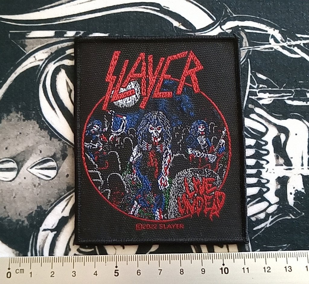 Slayer mooie  originele live undead patch 40 metal, Ophalen of Verzenden, Nieuw, Kleding