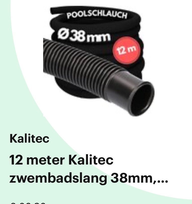 Kalitec zwembadslang 38mm, 12 meter, Ophalen of Verzenden, Nieuw, Overige typen