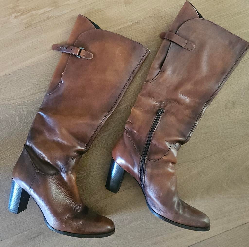 Leren laarzen Ballerina, maat 38,5  Italiaans, Ophalen of Verzenden, Gedragen, Bruin, Hoge laarzen