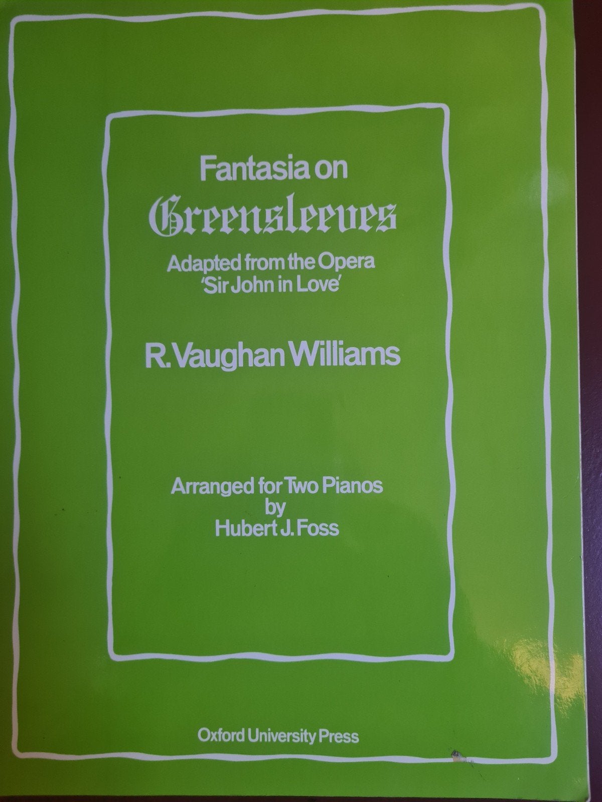 Fantasia on Greensleeves - R. Vaughan Williams (bladmuziek), Gebruikt, Klassiek, Ophalen of Verzenden, Artiest of Componist
