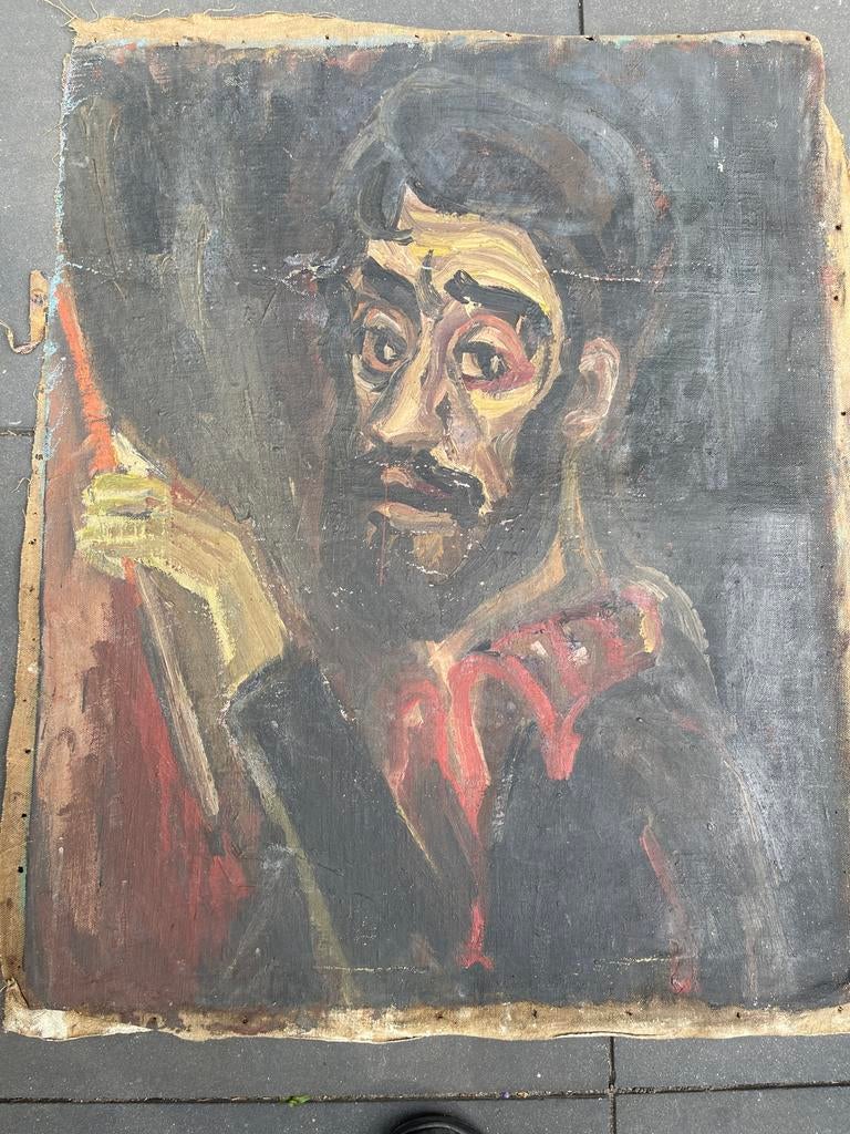 Schilderij Rob Aussen zelfportret, Antiek en Kunst, Kunst | Schilderijen | Modern, Ophalen of Verzenden