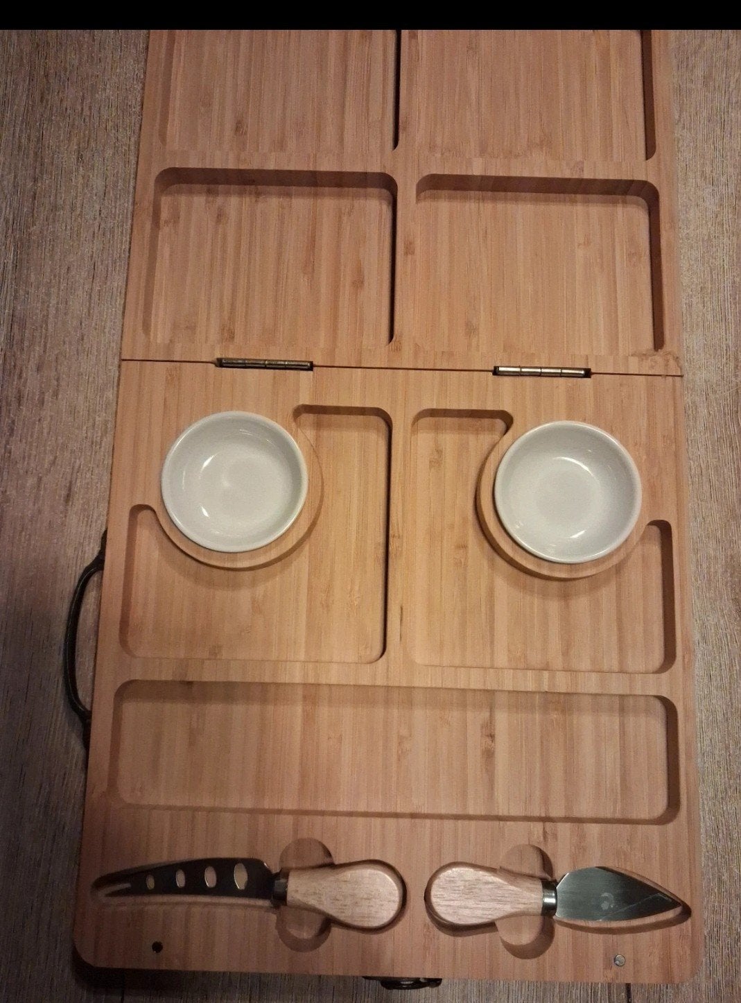 Bamboe kaasplank / serveerplank met accessoires, Verzenden, Hout, Snij-/serveerplank, Zo goed als nieuw