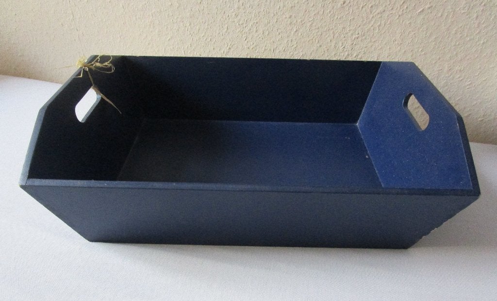 Donkerblauwe houten dienblad met handvatten, Ophalen of Verzenden