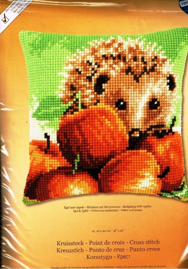 Cado vervaco borduurpakket kussen Egel met Appels, Ophalen of Verzenden, Nieuw, Handborduren, Borduurpakket