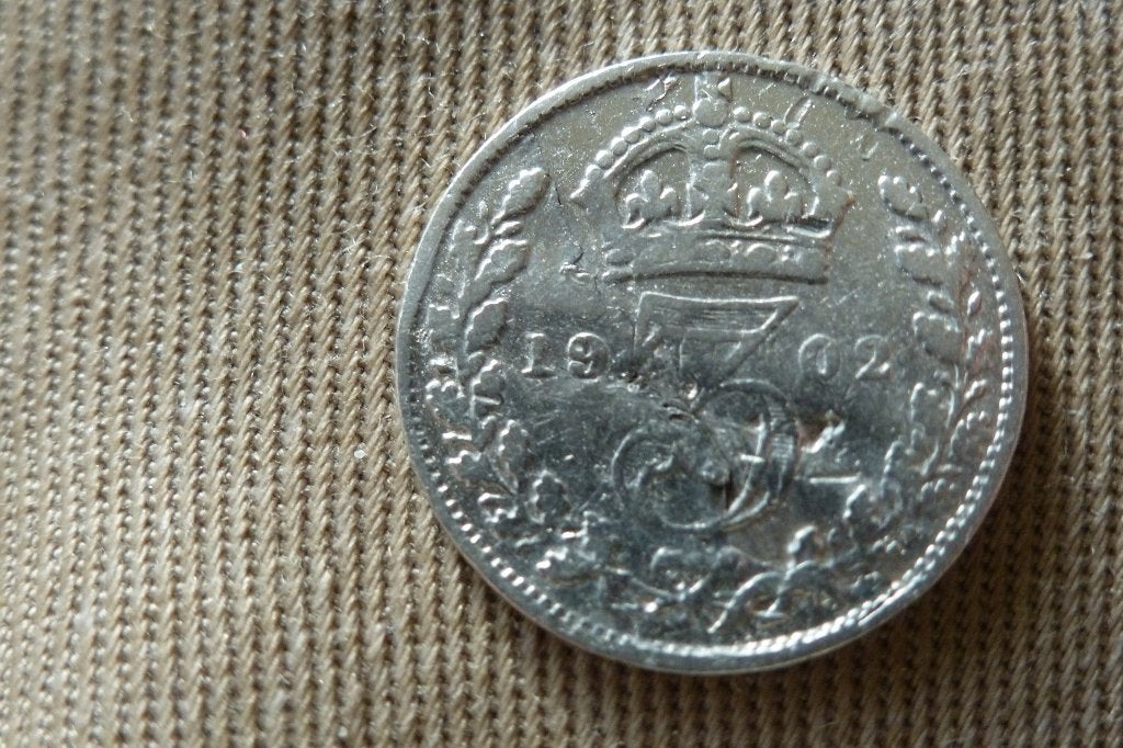 UK - oude 3 pence 1902 fr zilver 1,41 gram 0.925 ag schaars, Ophalen of Verzenden, Overige landen, Losse munt, Zilver