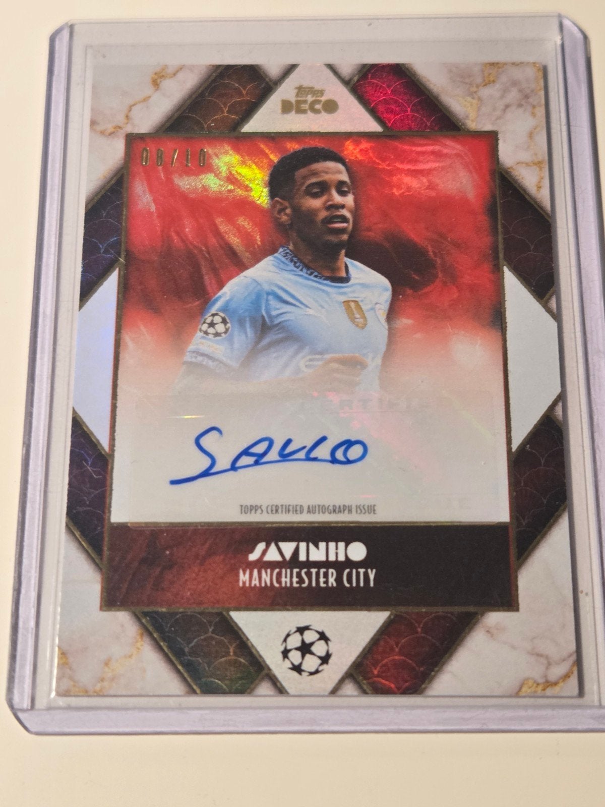 Savinho Manchester City Topps Deco Autograph Kaart 08/10, Ophalen of Verzenden, Zo goed als nieuw, Buitenlandse clubs, Spelerskaart