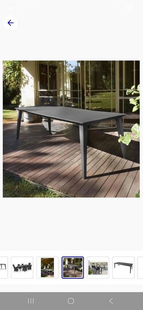 Grote antraciet tuintafel, weerbestendig kunststof, Tuin en Terras, Tuintafels, Ophalen, Gebruikt, Rechthoekig, Kunststof