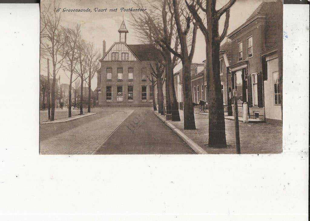 s Gravenzande Vaart met Postkantoor 23-8-1928, Ophalen of Verzenden, 1920 tot 1940, Gelopen, Zuid-Holland