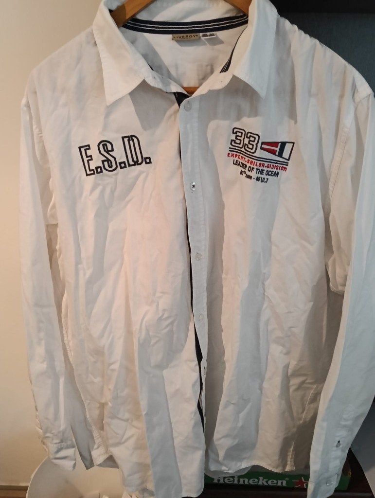 heren blouse wit maat 45/46 XXL lange mouw, Verzenden, Wit, Zo goed als nieuw, Overige halswijdtes