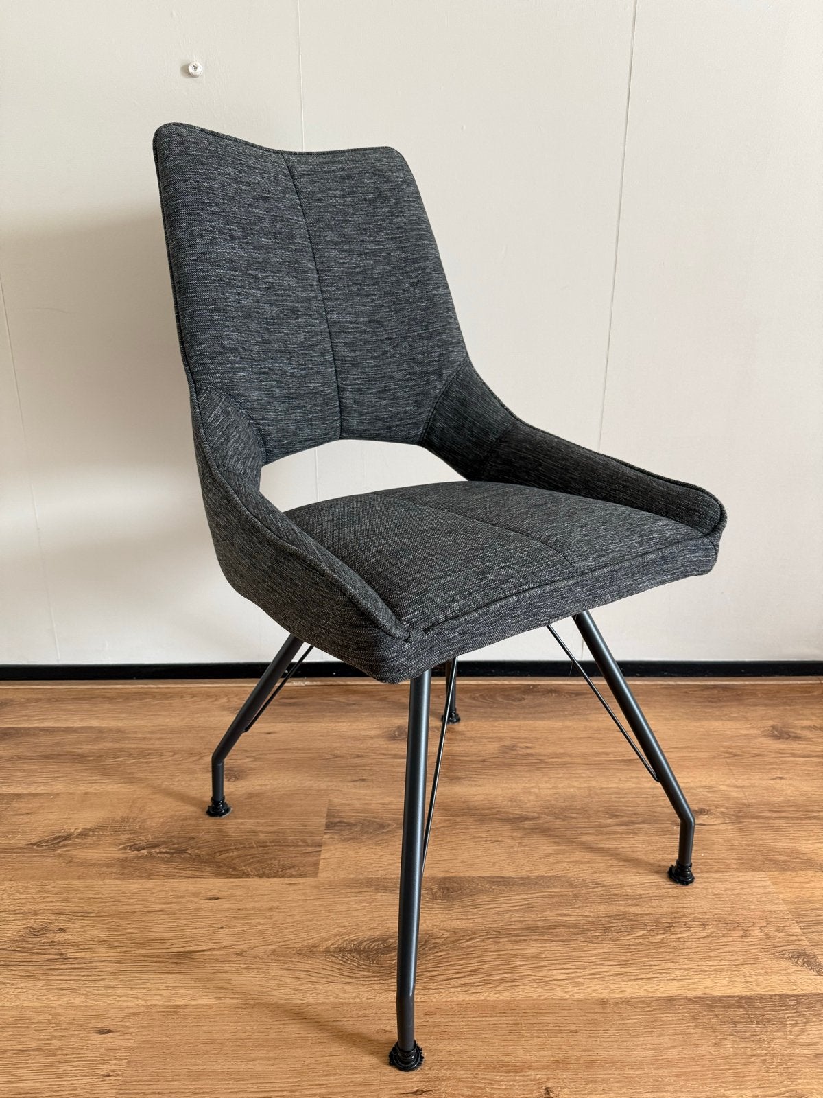 Set van 6 De Bommel eetkamerstoelen - Grijs stof, metalen po, Huis en Inrichting, Ophalen, Gebruikt, Vijf, Zes of meer stoelen