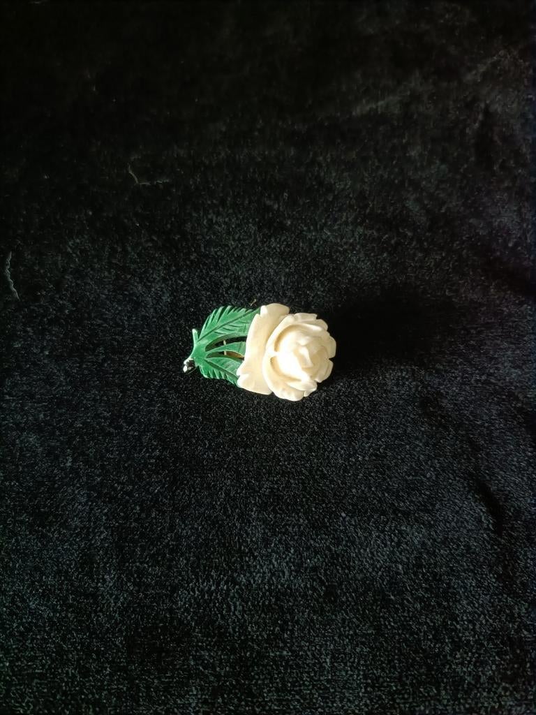 Vintage Celluloid Broche Roos - Jaren '20 Stijl, Sieraden, Tassen en Uiterlijk, Broches, Gebruikt, Overige materialen, Roze, 4 tot 7 cm