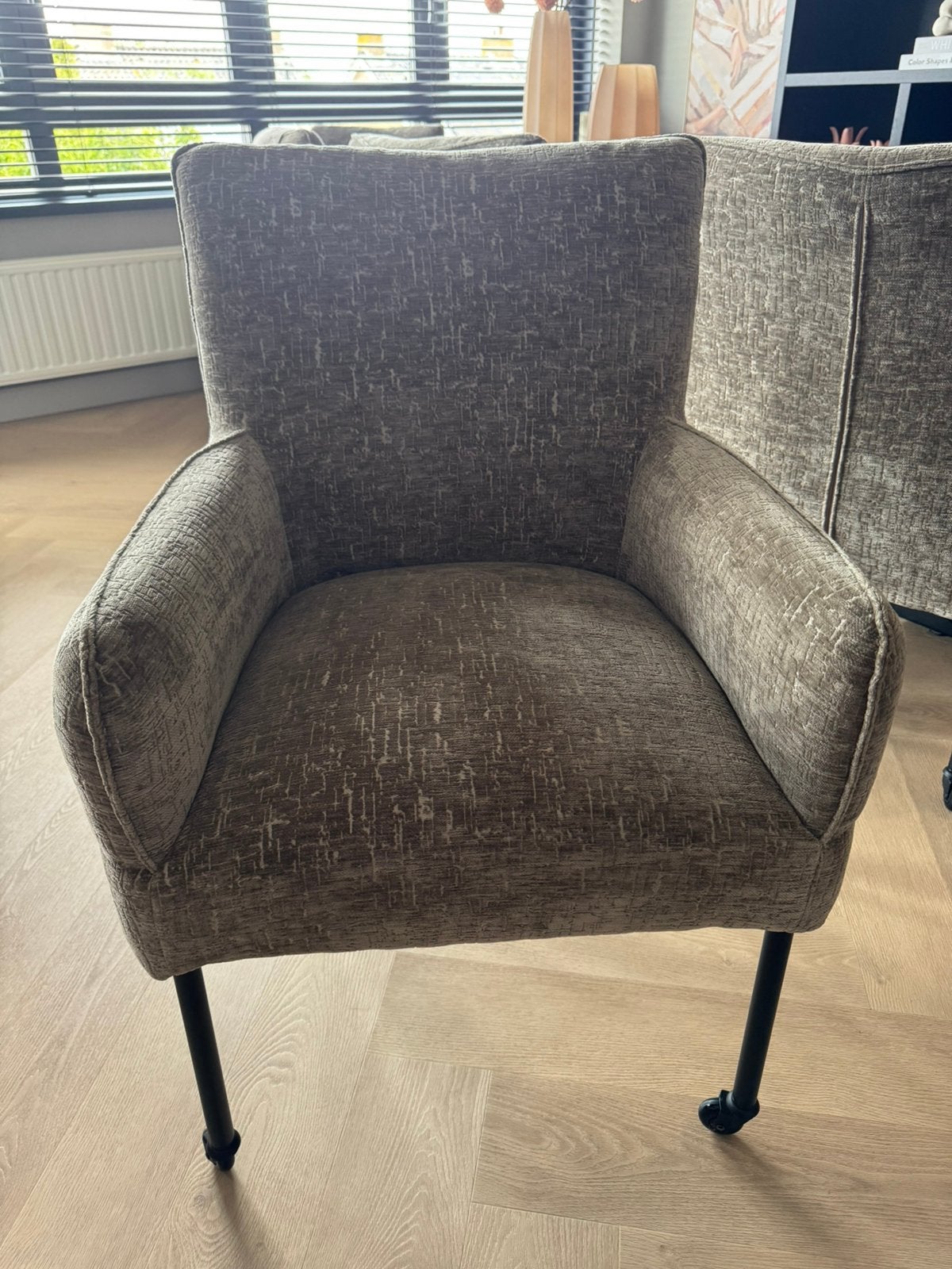 Set van 6 luxe eetkamerstoelen op wielen, Huis en Inrichting, Ophalen of Verzenden, Zo goed als nieuw, Vijf, Zes of meer stoelen