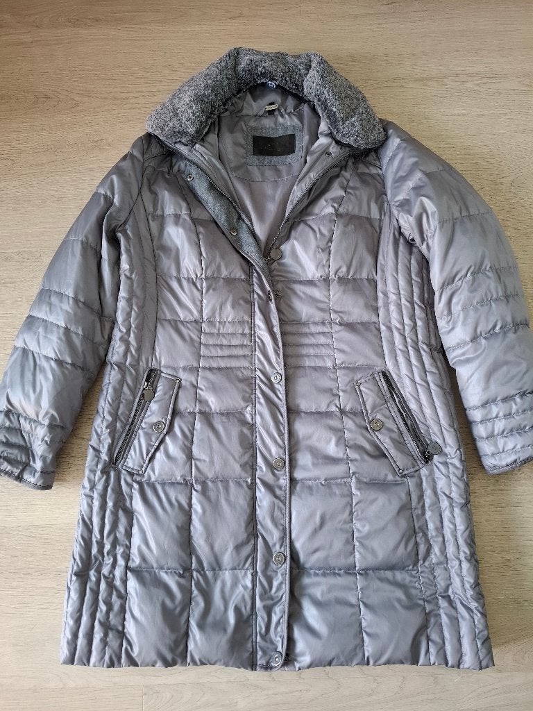 Barbara Lebek, dames winterjas, zilvergrijs, Kleding | Dames, Maat 46/48 (XL) of groter, Ophalen of Verzenden, Zo goed als nieuw