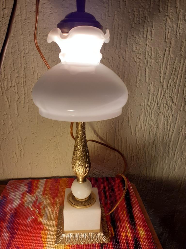Vintage Tafellamp met Marmeren Voet en Gouden Details, Antiek en Kunst, Ophalen