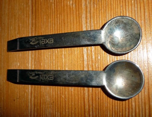 Set van twee verzilverde theelepeltjes exel, Ophalen of Verzenden