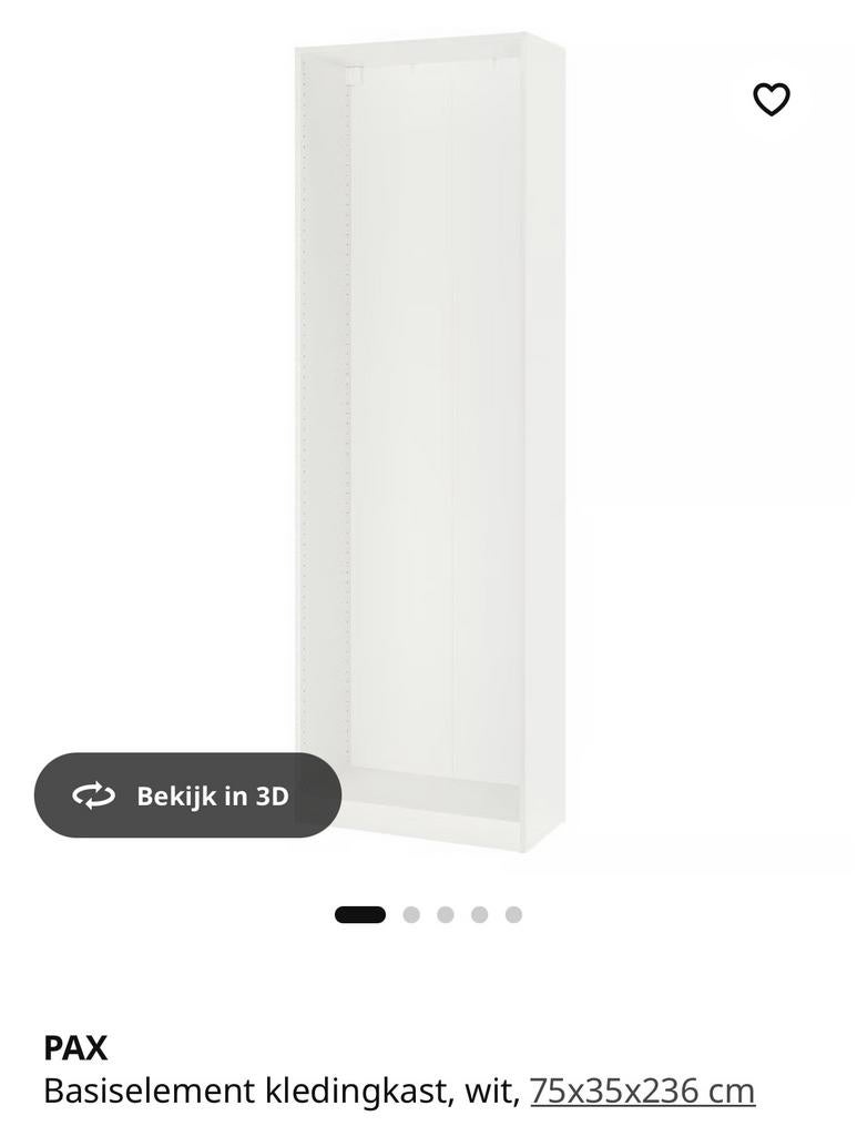 Gezocht in Amersfoort: IKEA pax kast 75bx35dx236h en planken, Ophalen, Zo goed als nieuw
