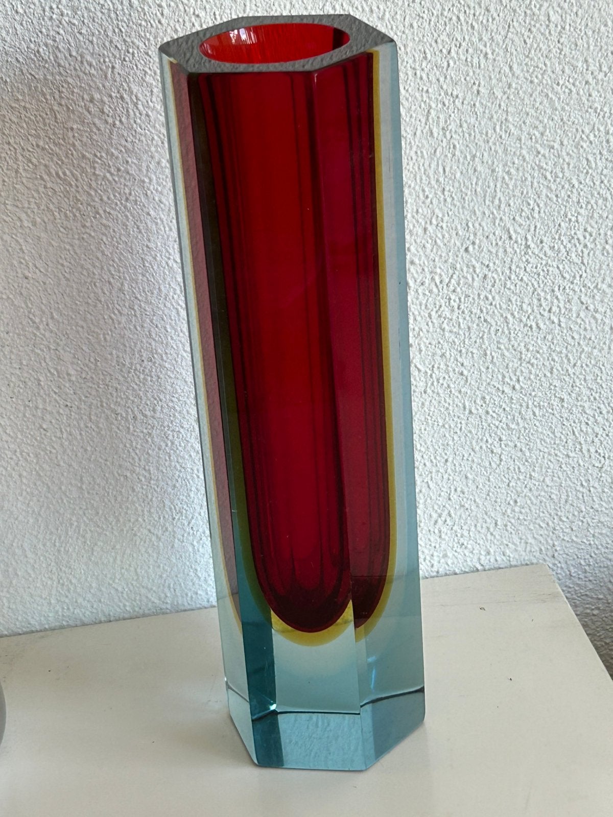 Murano summerso design vaas flavio, Ophalen of Verzenden, Gebruikt, Glas