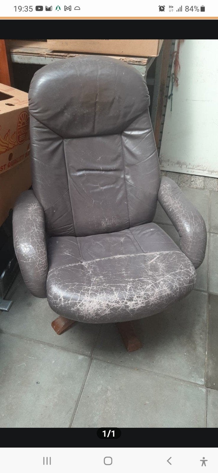 Leren Draaistoel, Huis en Inrichting, Stoelen, Ophalen, Gebruikt
