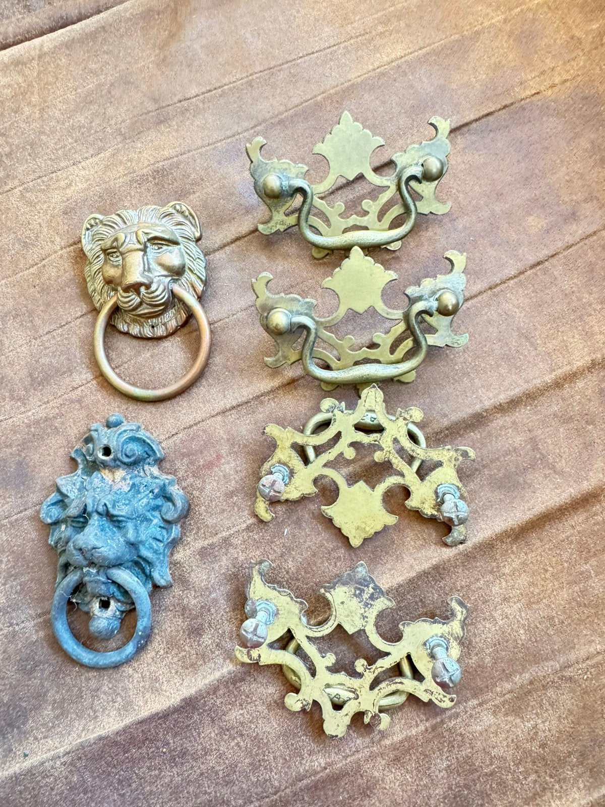 Antiek/Vintage Beslag Leeuwenkop Deurkloppers Meubelgrepen, Antiek en Kunst, Ophalen of Verzenden