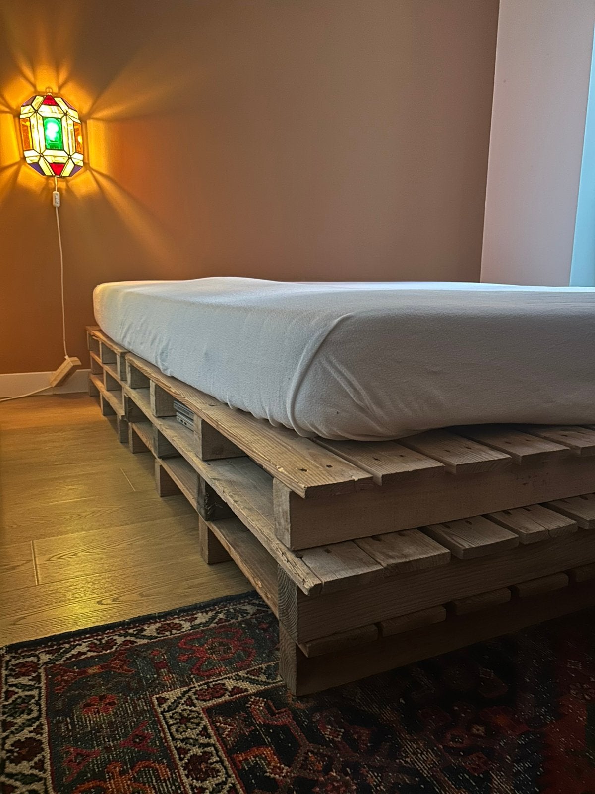 Palletbed 160x200, Ophalen, Tweepersoons, Zo goed als nieuw, 160 cm